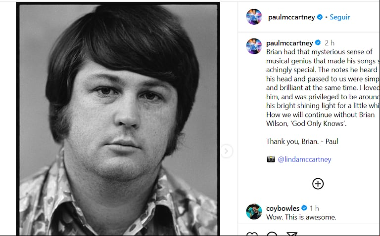 EL homenaje de Paul McCartney a Brian May (Foto: Instagram de Paul McCartney).