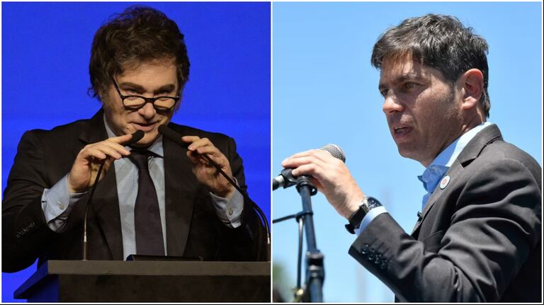 En el gobierno de Axel Kicillof sostienen que la istración de Javier Milei busca sacar un rédito político. (Foto: AFP/Gobierno PBA).